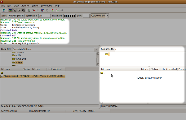 Filezilla: Upload Complete