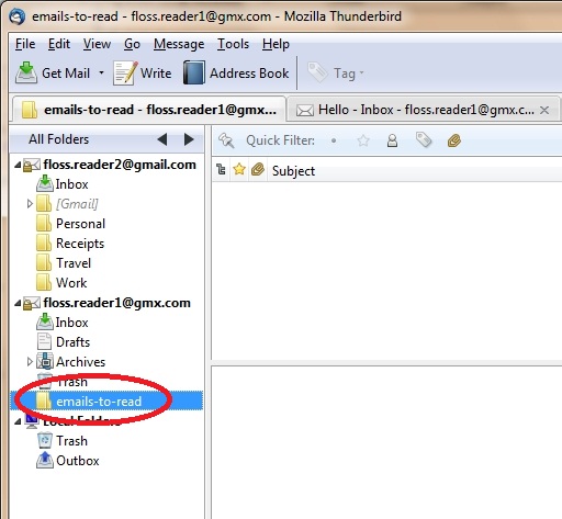Account folder list.