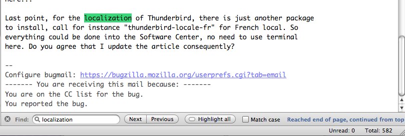 Quick filter find in msg.
